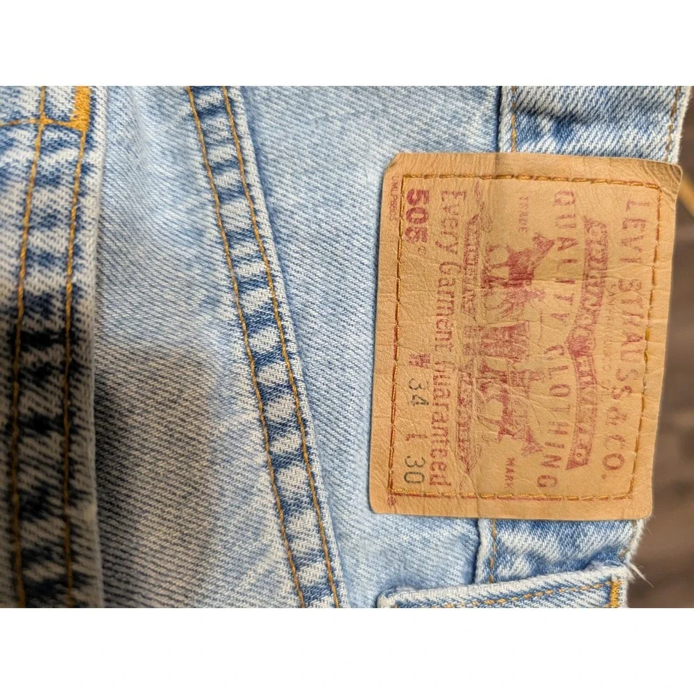 VTG Levis 505 Jeans Light Wash Denim Regular Fit Straight Leg Size‎ 34x30 READ
